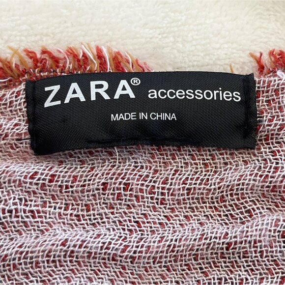 Zara Colorblock Woven Scarf With Fringe Edges 32x70 Inches 1K - Picture 8 of 10